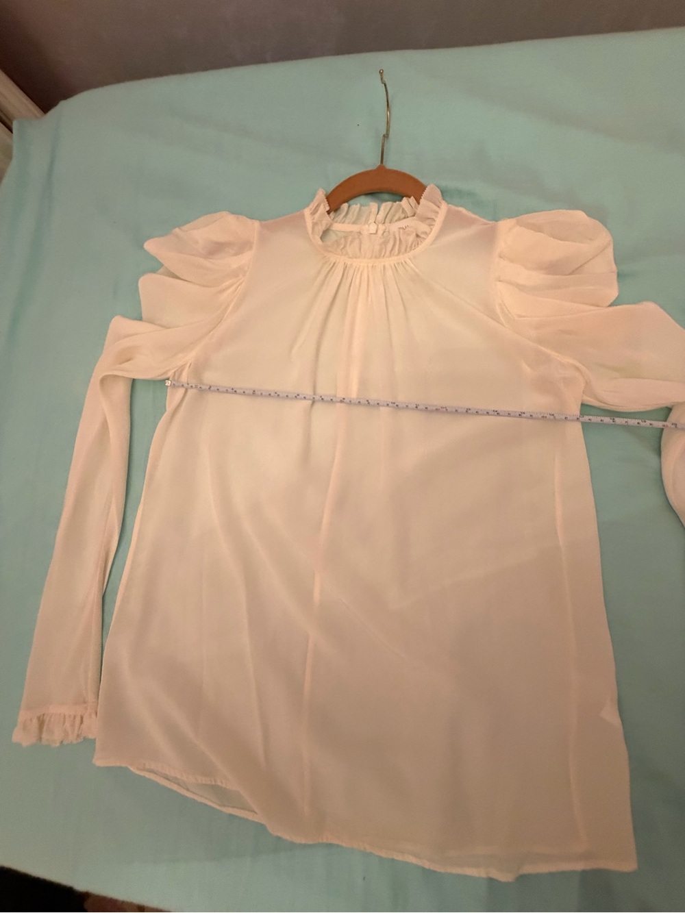 Zimmermann Ivory Ruffle-Neck Puff Sleeve Blouse size 0, US XS - Picture 7 of 8